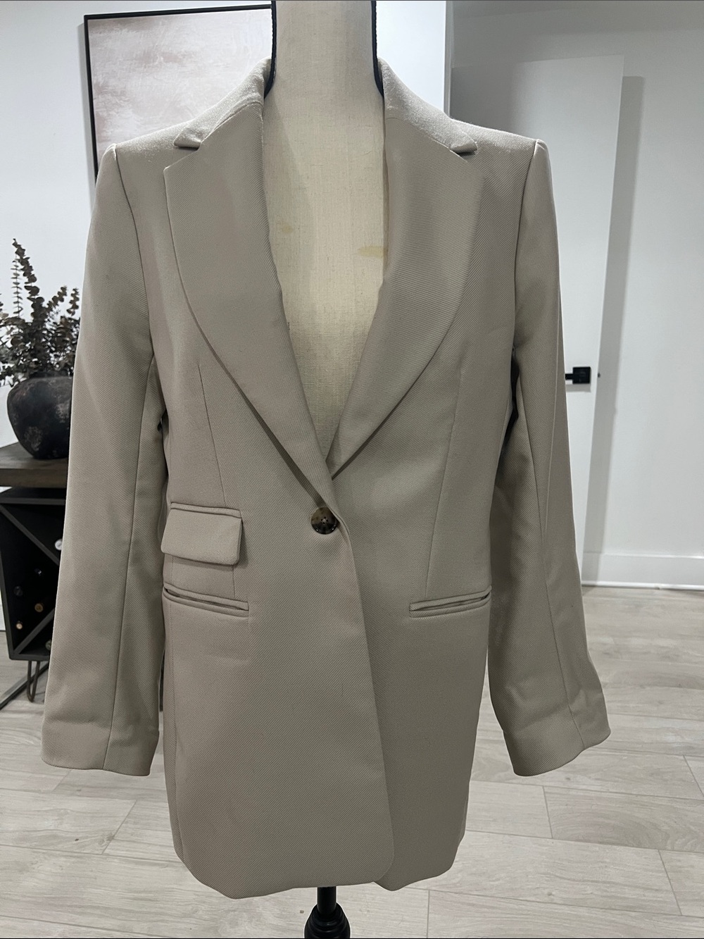 Banana Republic Taupe Single-Button Tailored Blazer